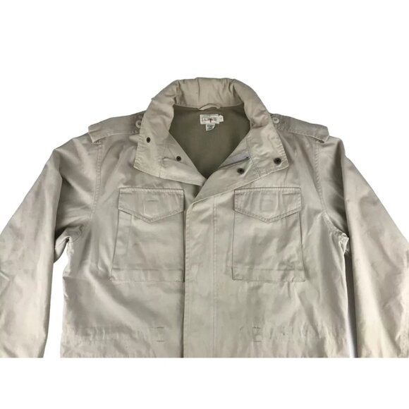 J.Crew Mens Beige‎ 100% Cotton Long Sleeve Pockets Field Mechanic Jacket Size S - Picture 2 of 13